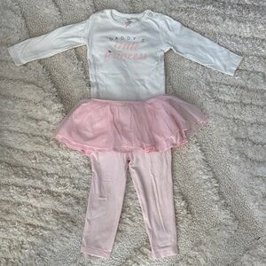 24 M Carter's White and Pink Baby Tutu Outfit